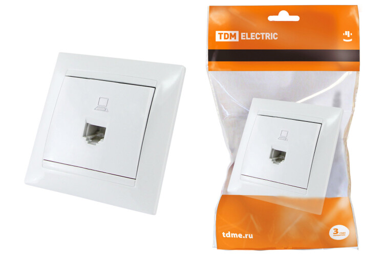 Розетка компьютерная RJ45 белая "Лама" | SQ1815-0016 | TDM