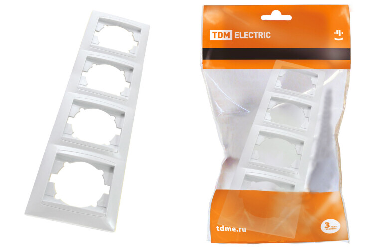 Рамка 4-х постовая вертикальная белая "Лама" | SQ1815-0035 | TDM