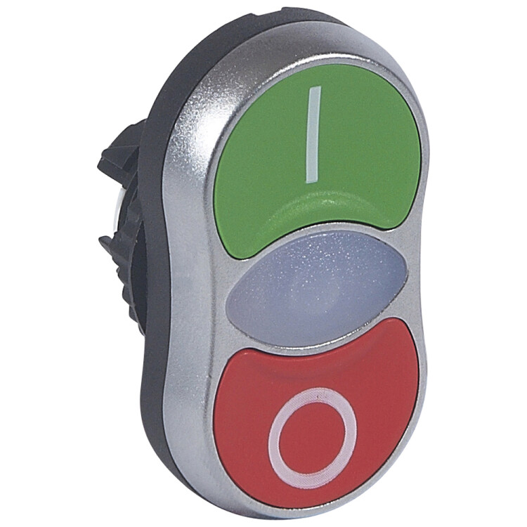Головка с двойными кнопками ? 22,3 - Osmoz - с подсветкой - потайной/потайной толкатель - зеленый/красный | 024070 | Legrand
