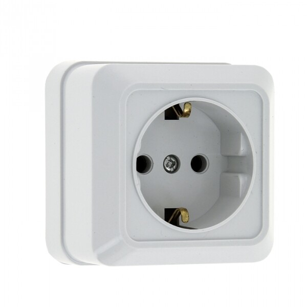 Рим Розетка 1-местная 16А с заземлением белая EKF | ENR16-028-10 | EKF