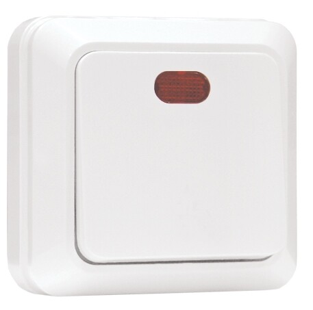 Рим Выключатель 1-клавишный с индикатором 10А белый EKF | ENV10-121-10 | EKF