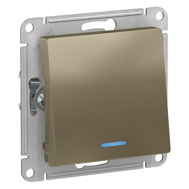 AtlasDesign Шампань Переключатель 1-клавишный с подсветкой, сх.6а, 10АХ, механизм | ATN000563 | Schneider Electric