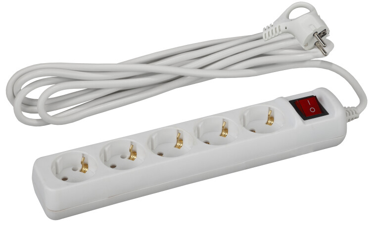 Удлинитель 5 гнезд 3м с/з 16А с выключателем 3x1мм2 U-5es-3m-3x1 ПВС Россия | Б0028382 | ЭРА