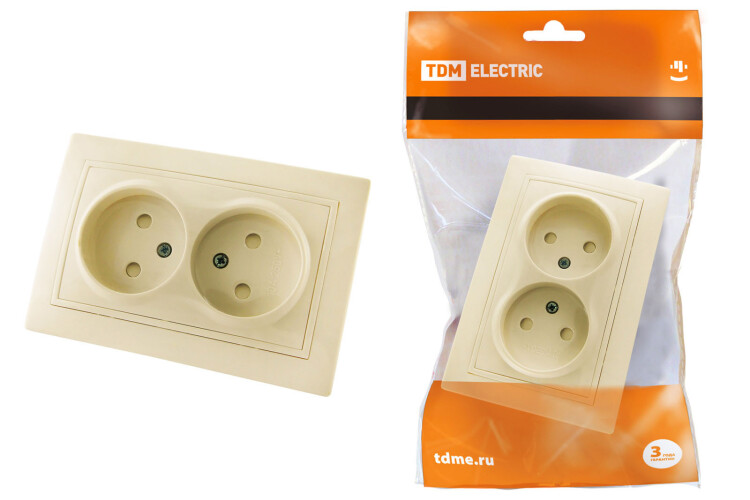 Розетка двойная 2П с защ. шт. 10А 250В сл. кость "Таймыр" | SQ1814-0117 | TDM