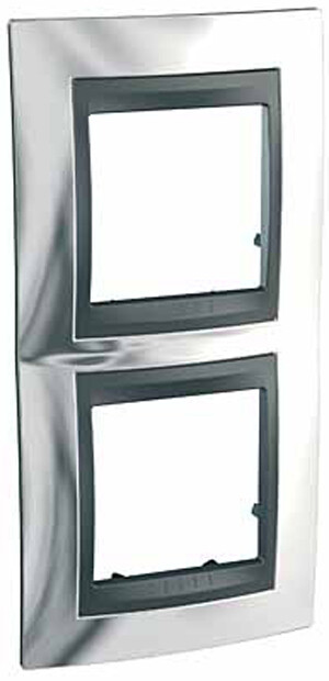 Unica TOP Хром/Графит Рамка 2-ая вертикальная | MGU66.004V.210 | Schneider Electric