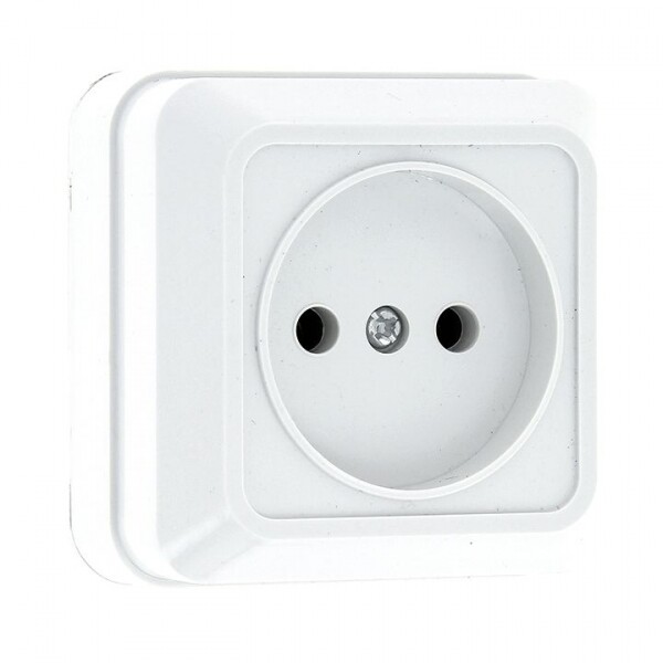 Рим Розетка 1-местная 10А без заземления керам. белая EKF | ENR10-022-10C | EKF
