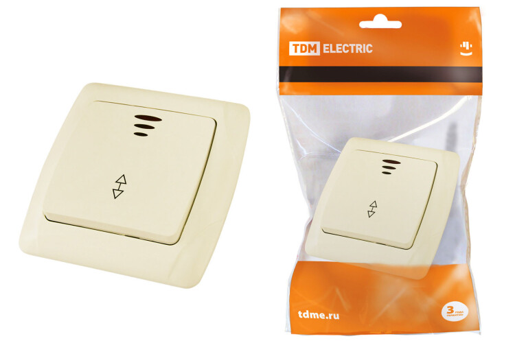 Выключатель на 2 направления 1 кл. с подсветкой 10А сл. кость "Онега" | SQ1805-0035 | TDM