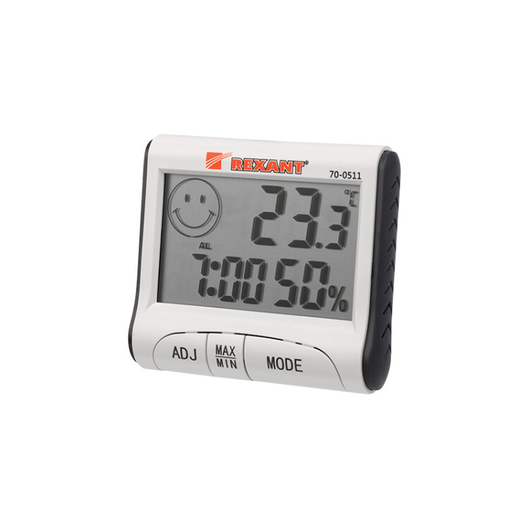 Термогигрометр комнатный с часами и функцией будильника | 70-0511 | REXANT