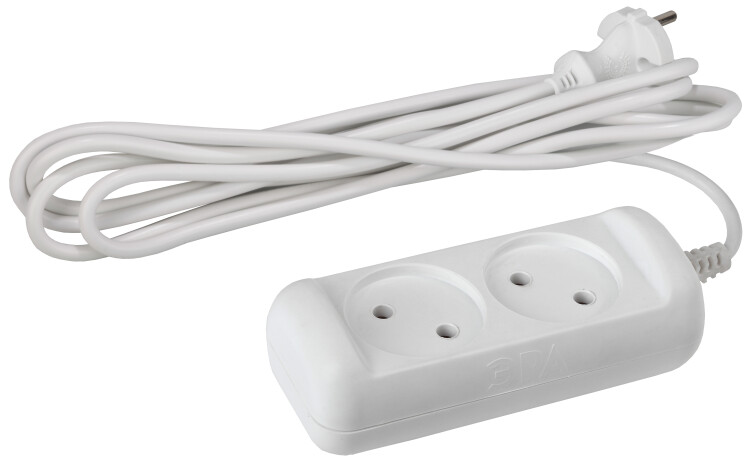 Удлинитель 2 гнезда 5м б/з 10А U-2-5m ПВС | Б0028361 | ЭРА