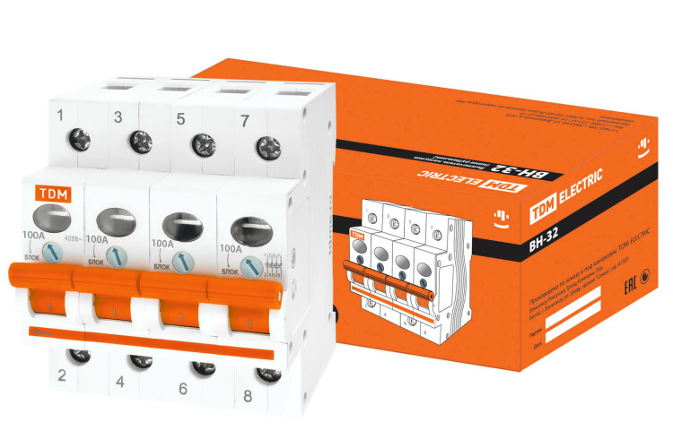 Выключатель нагрузки (мини-рубильник) ВН-32 4P 100A | SQ0211-0039 | TDM