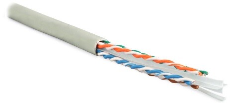 Кабель витая пара UUTP4-C6-S23-IN-LSZH-GY-305(305м)U/UTP,кат.6,4п.(23AWG),одн.(solid),с разд.,LSZH,нг(A)-HF,–20°C–+75°C,сер. | 42048 | Hyperline