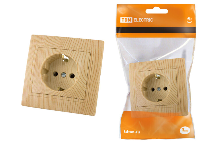 Розетка 2П+З 16А 250В "ЭКО" (сосна) "Таймыр" | SQ1814-0212 | TDM