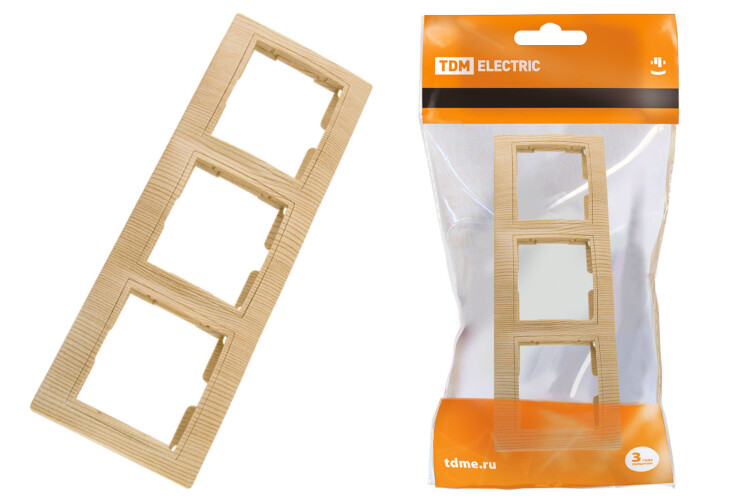 Рамка 3-х постовая горизонтальная "ЭКО" (сосна) "Таймыр" | SQ1814-0228 | TDM