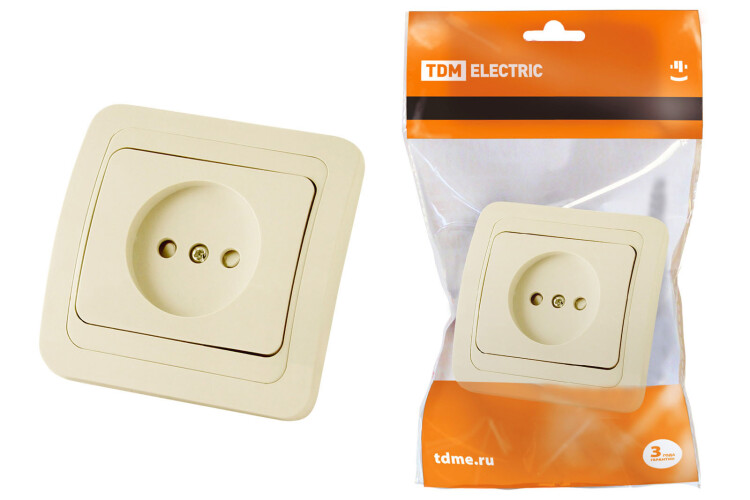 Розетка 2П 10А c защитными шторками сл. кость "Валдай" | SQ1804-0123 | TDM