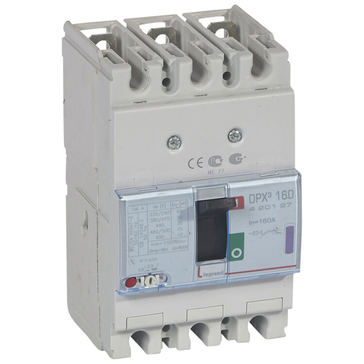 Автоматический выключатель DPX3 160 - термомагнитный расцепитель - 50 кА - 400 В~ - 3П - 160 А | 420127 | Legrand