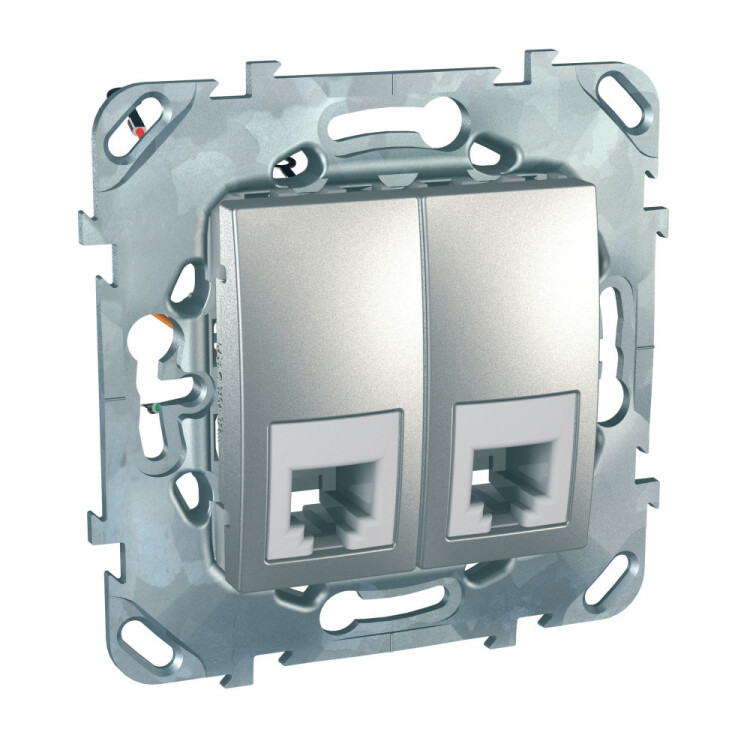 Unica TOP Алюминий Розетка ТЛФ 2-ая RJ11 4 контакта | MGU5.9090.30ZD | Schneider Electric