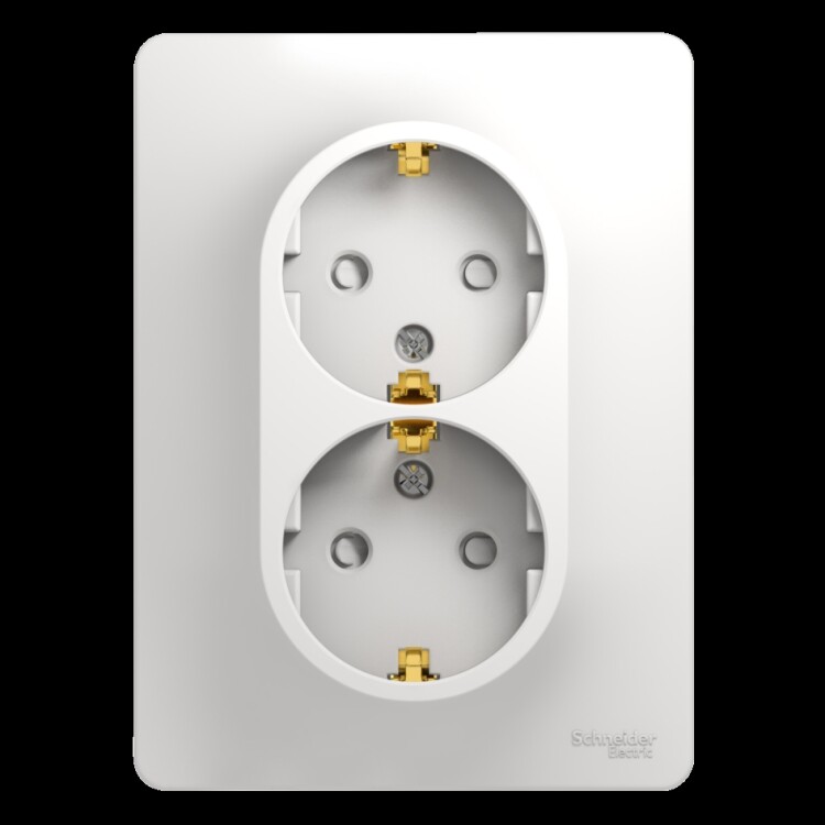 Glossa Белый Розетка 2-я с/з со шторками (в сборе с рамкой) | GSL000126 | Schneider Electric