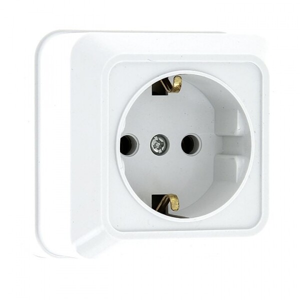 Рим Розетка 1-местная 16А с заземлением керам. белая EKF | ENR16-028-10C | EKF