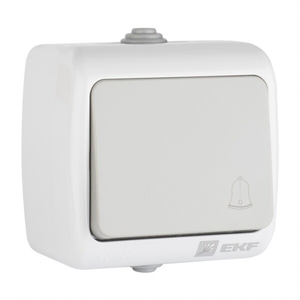 Мурманск Кнопка звонка 1-клавишная 10А IP54 серая EKF | EFZ10-026-30-54 | EKF