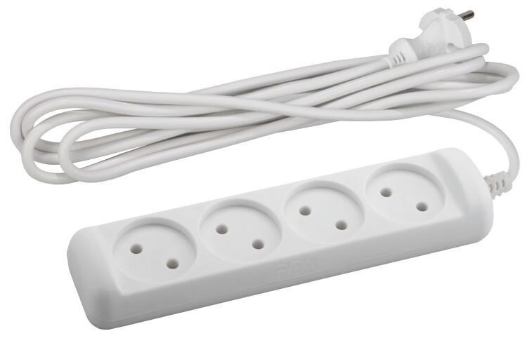 Удлинитель UX(6)-4-3m без зазeмл., 2х0.75мм2, ПВС, 4гн, 3м (20/600) |Б0028352 | ЭРА