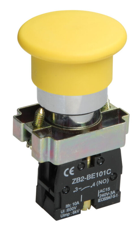 Кнопка управления LAY5-BC51"Грибок" без подсветки желтая 1з | BBG70-BC-K05 | IEK
