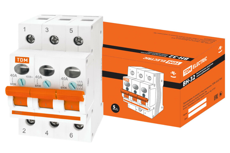 Выключатель нагрузки (мини-рубильник) ВН-32 3P 40A | SQ0211-0025 | TDM