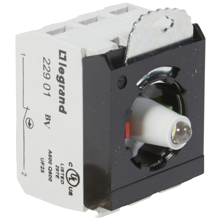 Комплектующий блок для кнопок - Osmoz - для комплектации - с подсветкой - под винт - 24В~/= - НО+НЗ - белый - 3 поста | 023003 | Legrand