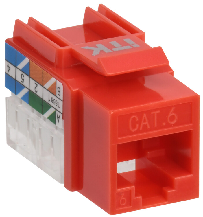 Модуль Keystone Jack кат.6 UTP 110 IDC 90град красный | CS1-1C06U-11-04 | ITK