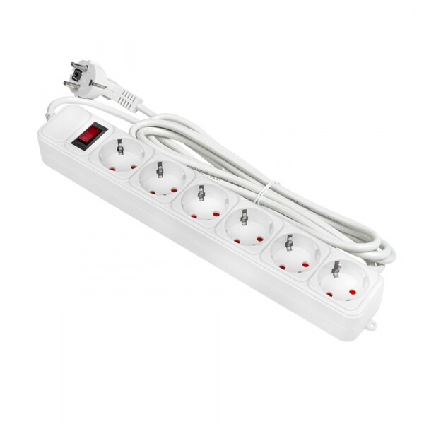 Сетевой фильтр 6*3м 16А/3,2кВт с выкл. c/з ПВС 3х1,0 Блокбастер XL EKF PROxima | UFA16-310-6-03 | EKF