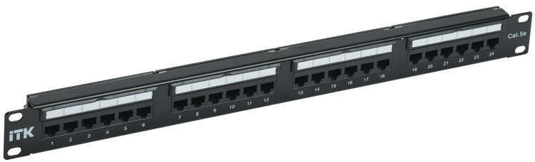 ITK 1U патч-панель кат. 5е UTP 24 пт. Dual IDC слайд лейбл | PP24-1UC5EU-D05L | ITK