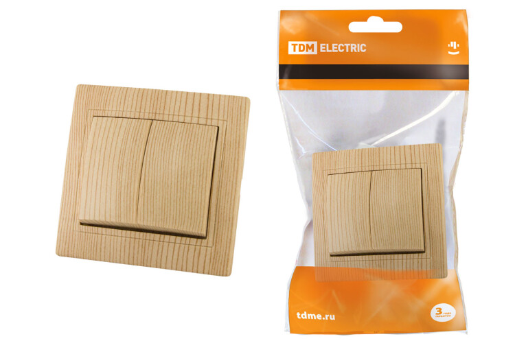 Выключатель 2 кл. 10А "ЭКО" (сосна) "Таймыр" | SQ1814-0202 | TDM