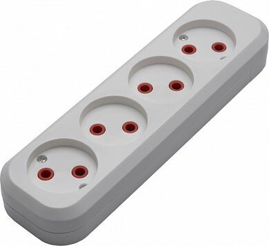 PST10-400-20 Розетка переносная разборная, 4-местная б/з, 250В, 10A, белый | 39009 | STEKKER